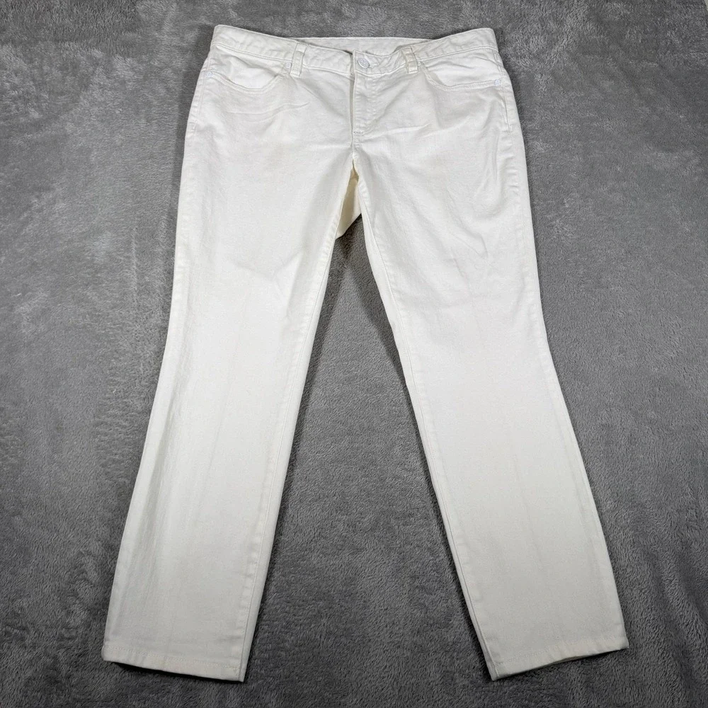 Tory Burch Jeans Womens 32 White Cropped Skinny Low Rise Denim‎ Pants